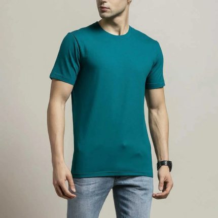 Men’s Teal Cotton Spandex T-Shirt – Front View